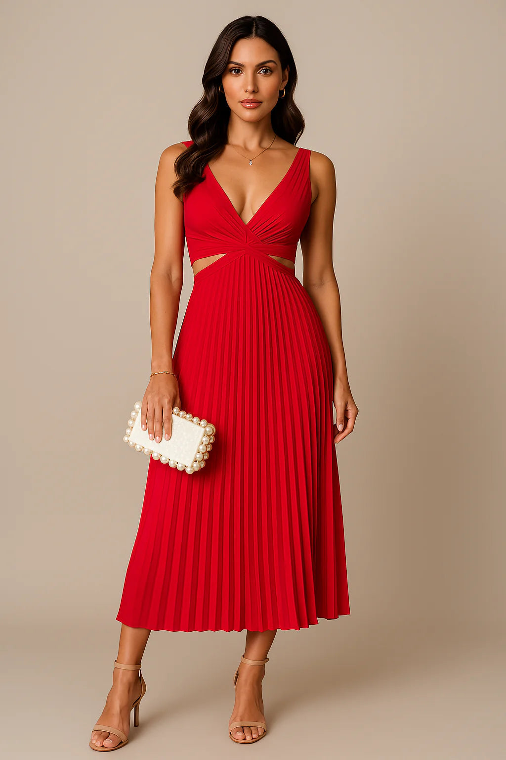 Elegant pleated blind evening dress for women | Midi 3