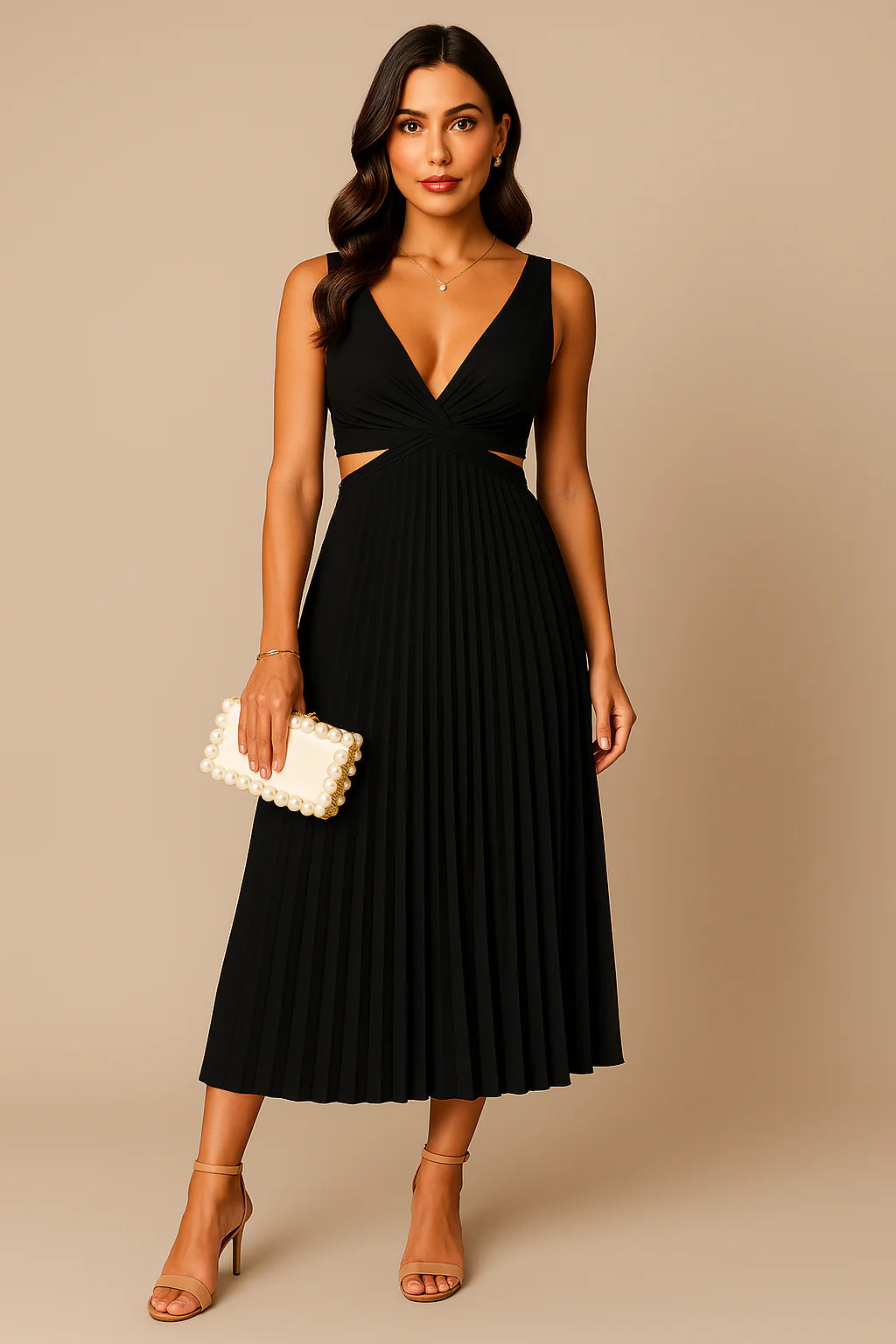 Elegant pleated blind evening dress for women | Midi 4