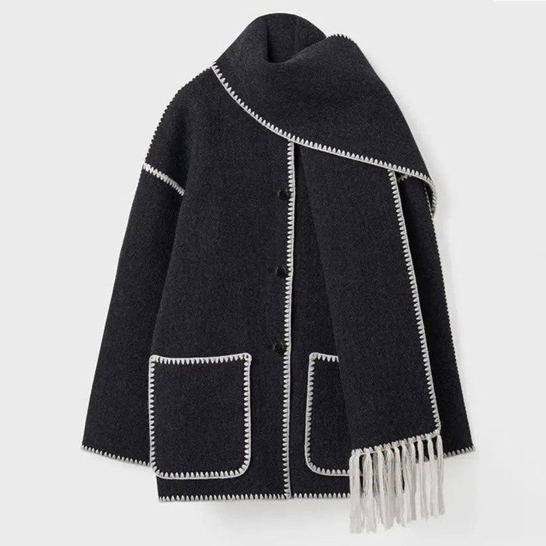 Elegant women's winter jacket with scarf - stylish & warm 2