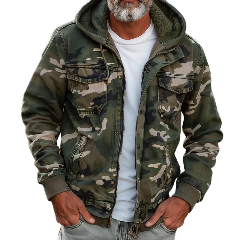 Emiliano | Camouflage-colored cargo jacket with hood 1