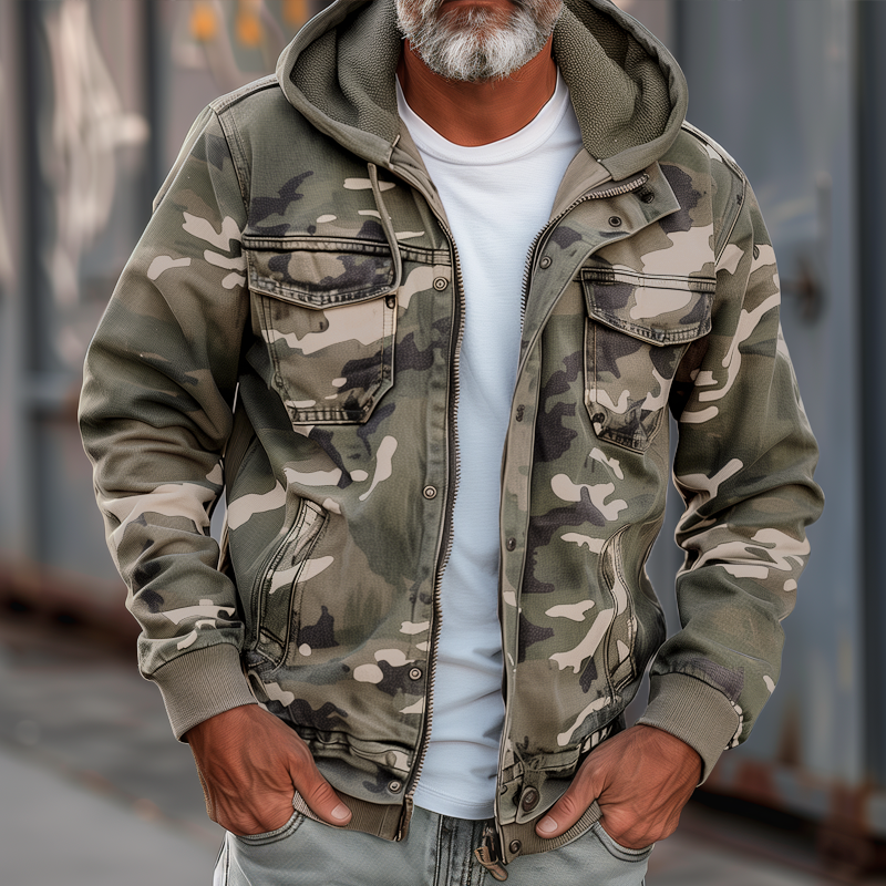 Emiliano | Camouflage-colored cargo jacket with hood 3