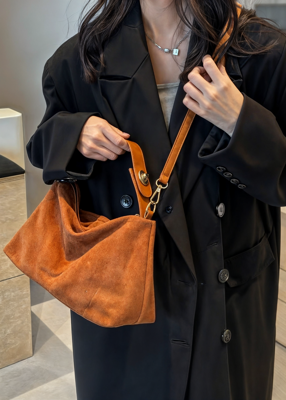 Women's Tote Bag | Elegant Faux Suede Design-6