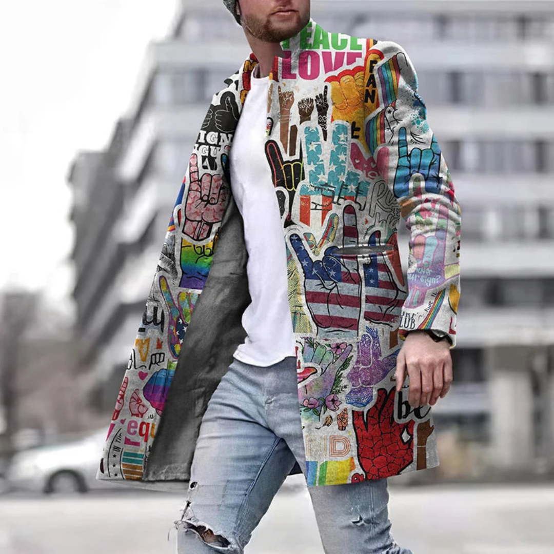 Franco | Men's Fashion Graphic Coat | Long 0