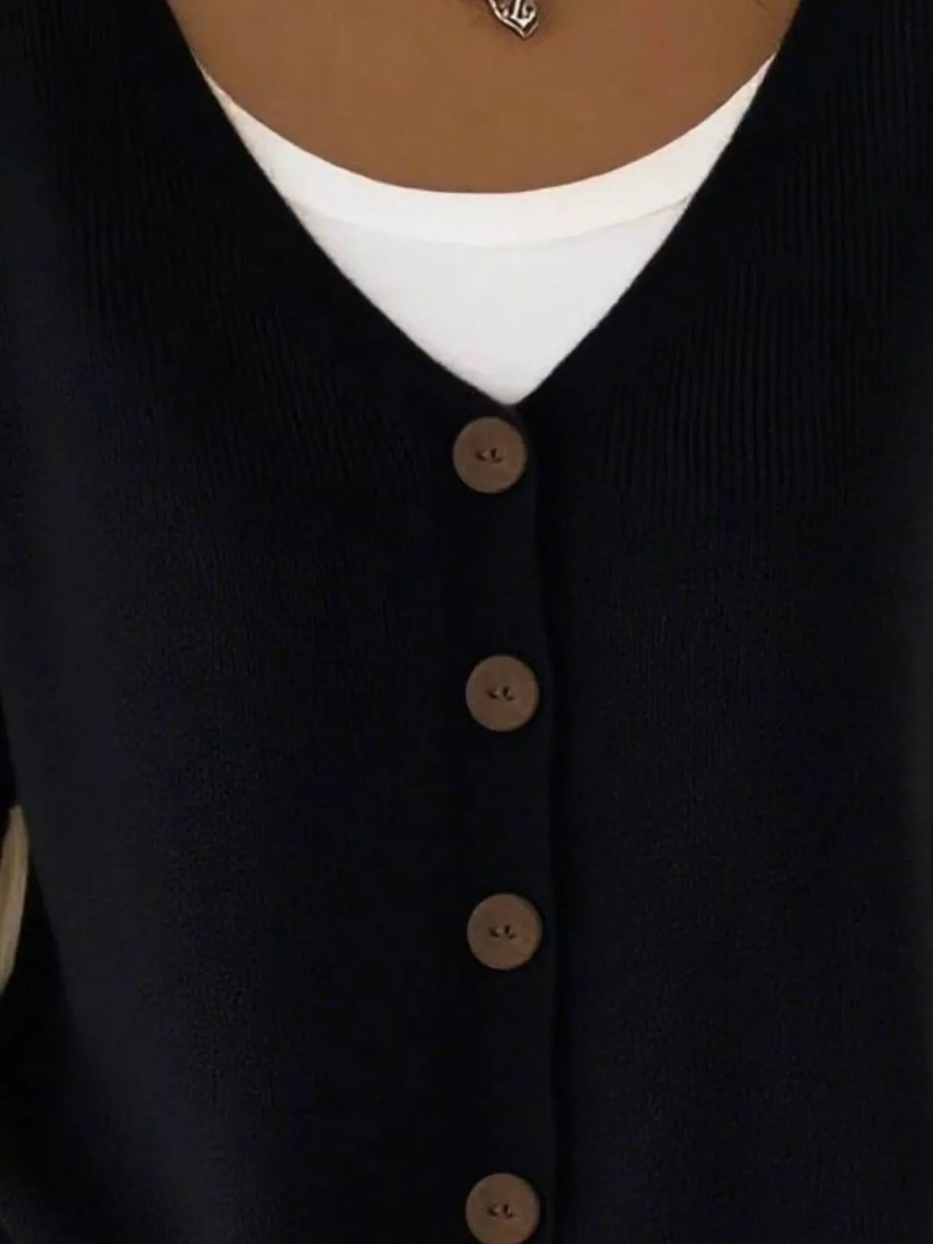 Full Size Button-Front V-Neck Cardigan Plus Size 7