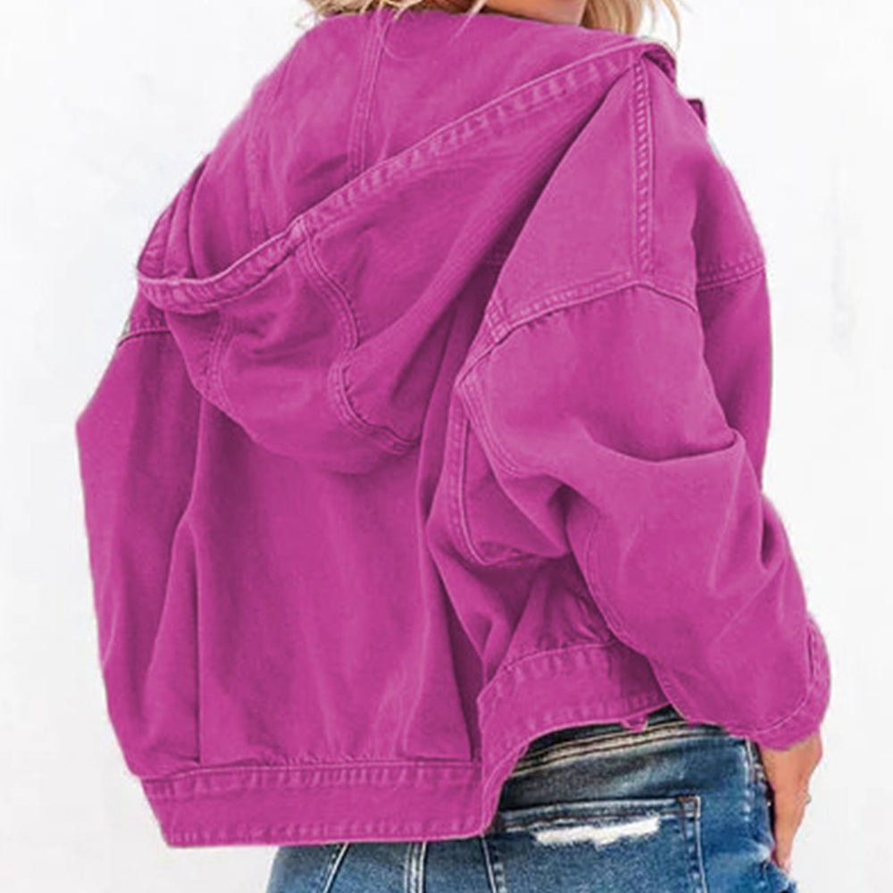 Women’s Hooded Dropped Shoulder Jacket | Button-Up