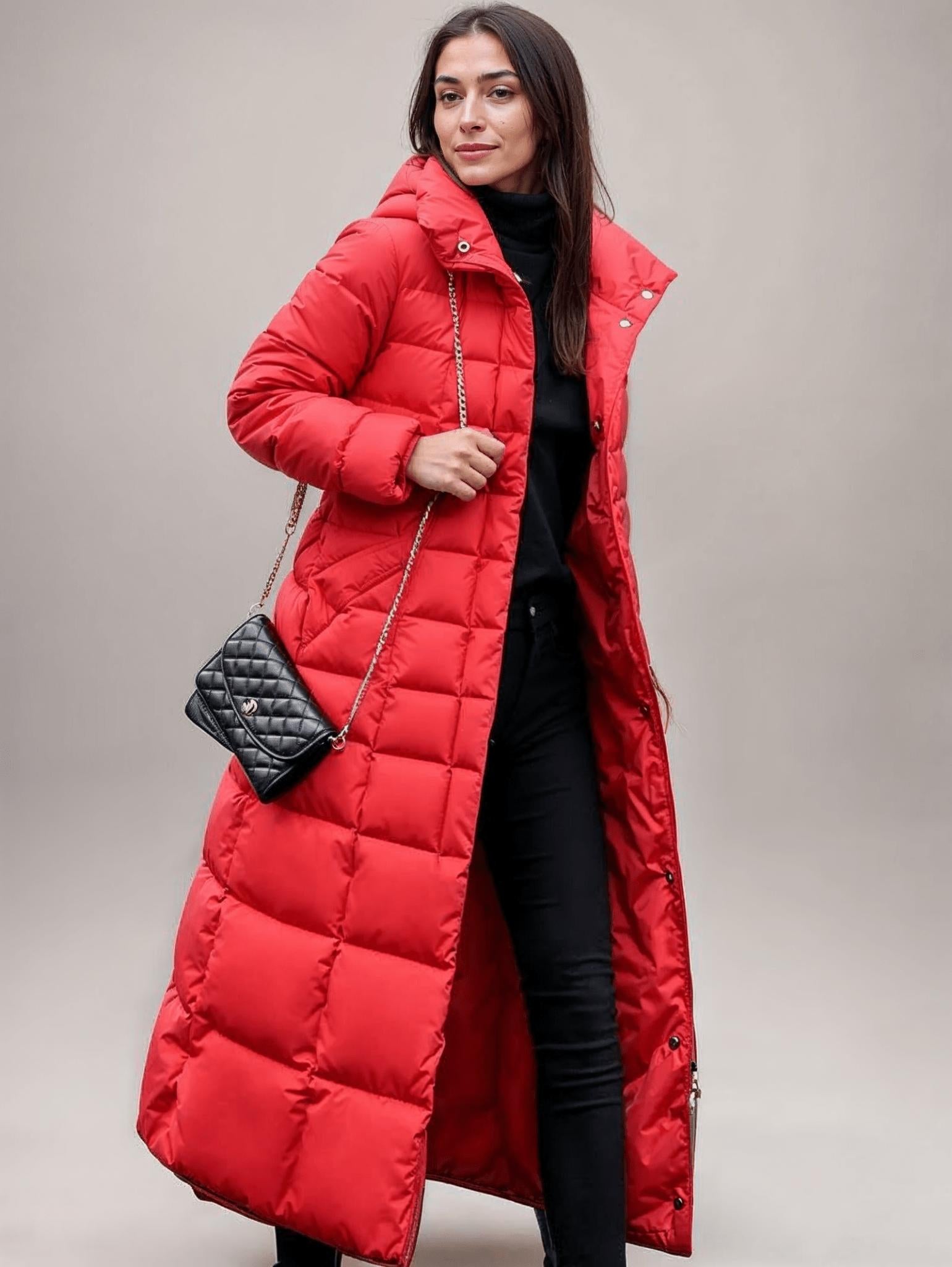 Long Belted Puffer Coat | Faux Fur Trimmed Hood | Ultra-Warm Insulation | Winter Chic 5