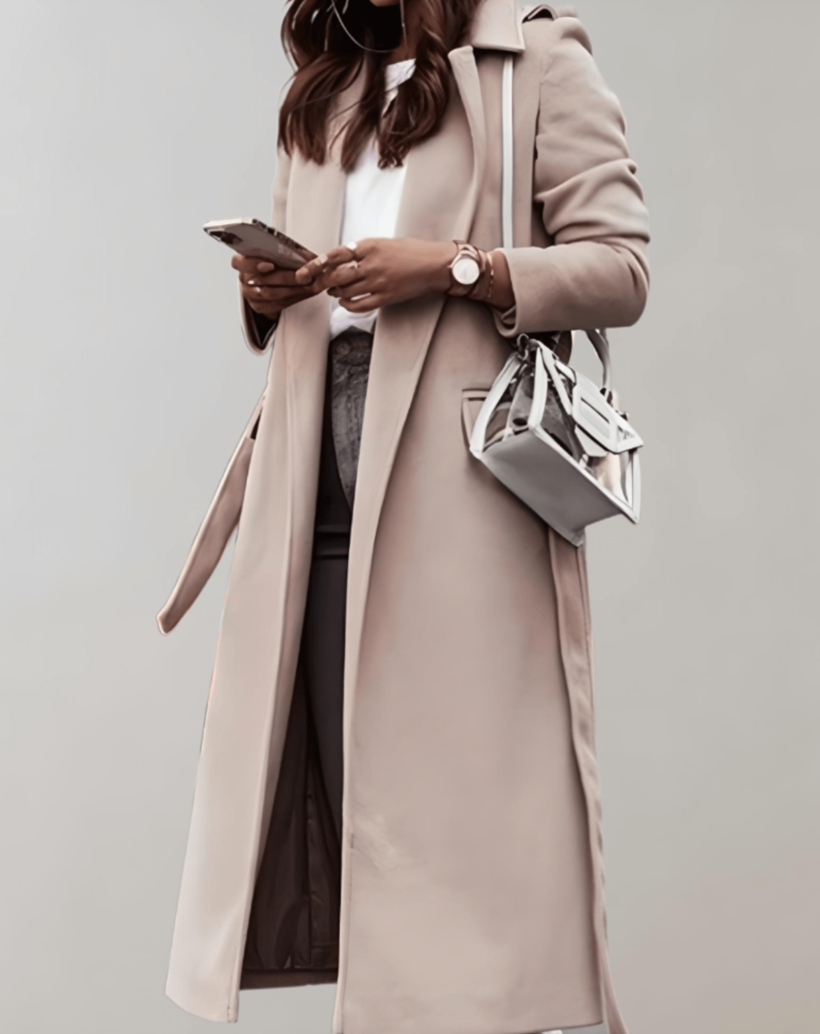 Long Belted Wool-Blend Coat | Elegant Tailored Fit | Full-Length | Timeless Winter Style 0