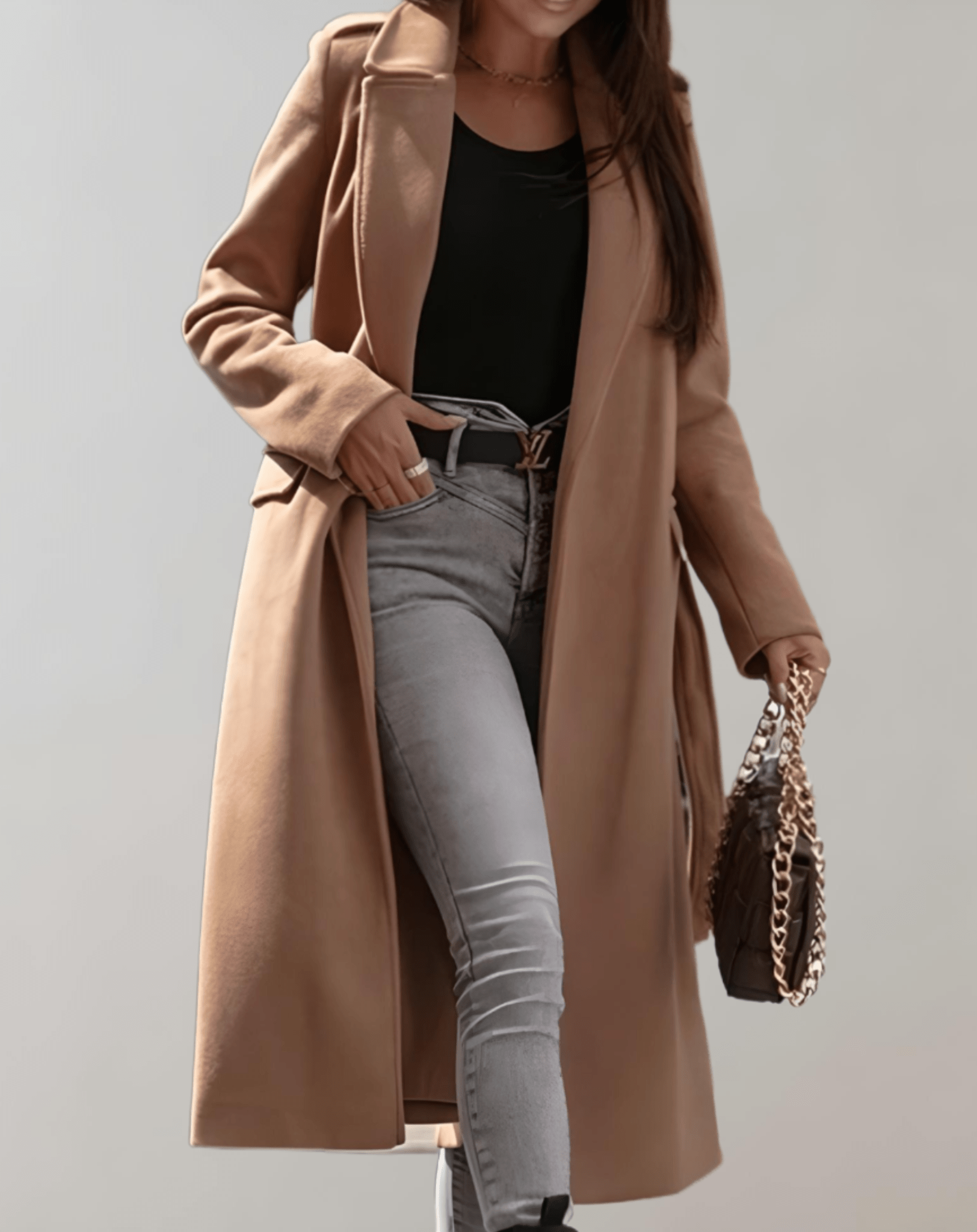 Long Belted Wool-Blend Coat | Elegant Tailored Fit | Full-Length | Timeless Winter Style 4