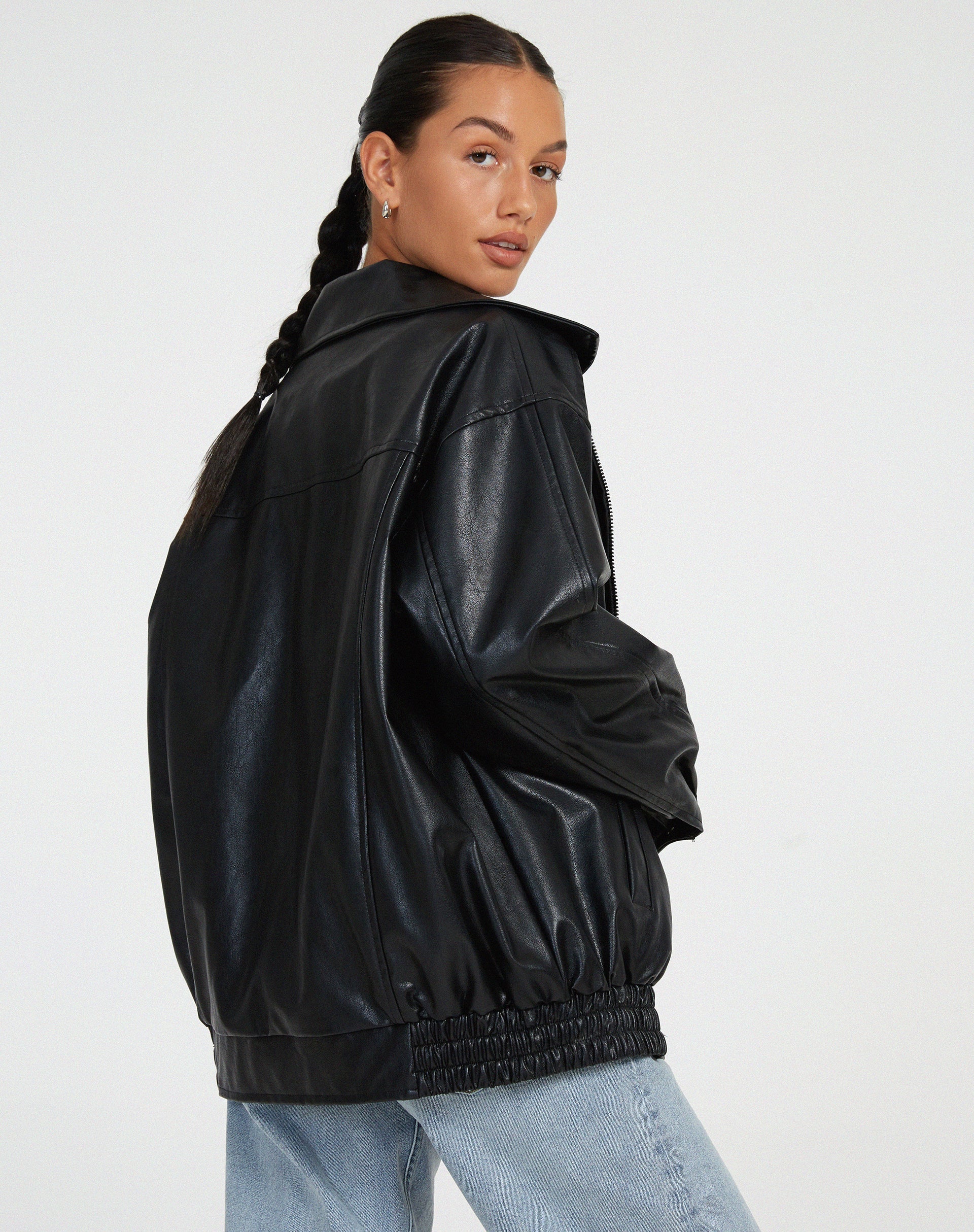 Loose leather jacket for women 7