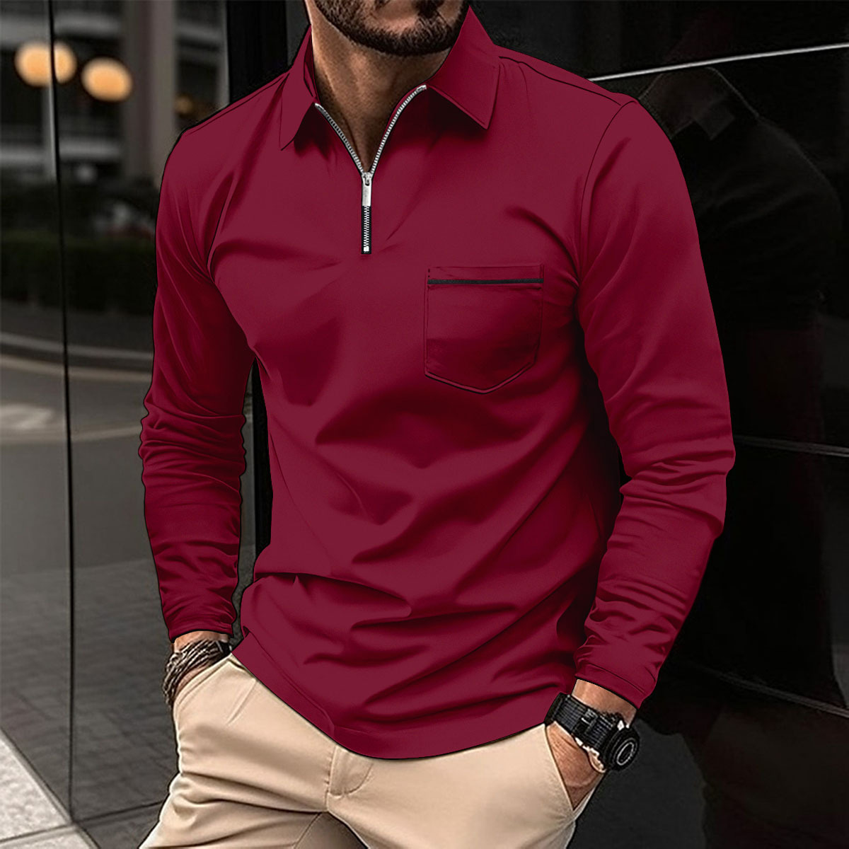 Max | Chest pocket long-sleeved polo shirt 6