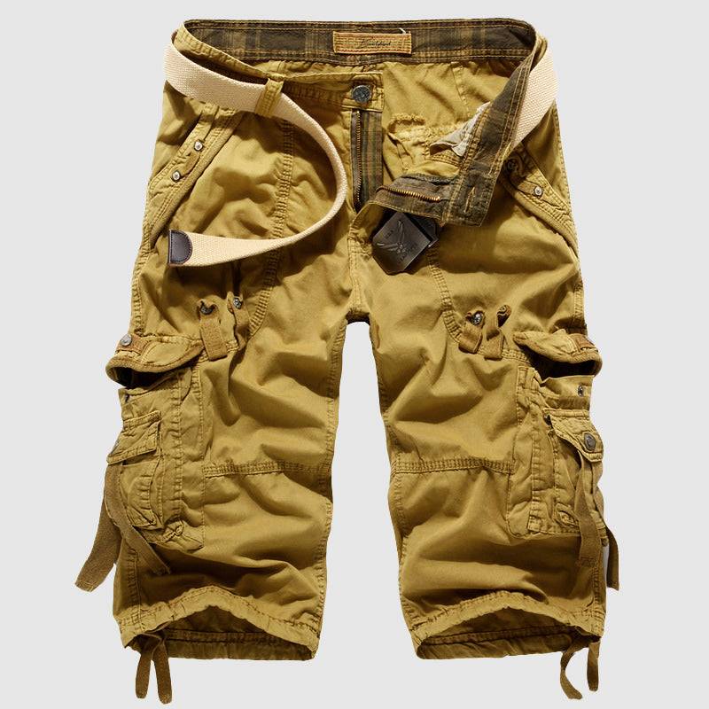 Men's Cargo Shorts - Knee-Length - Multiple Pockets - Breathable - Belted Fit 0