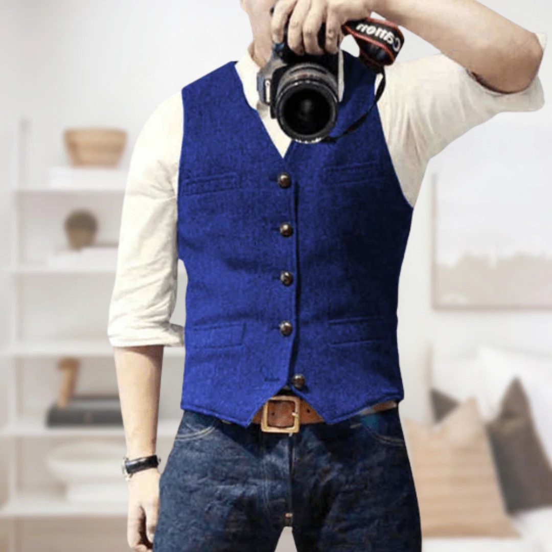 Men's Sleeveless Vintage Vest | Button Placket 9