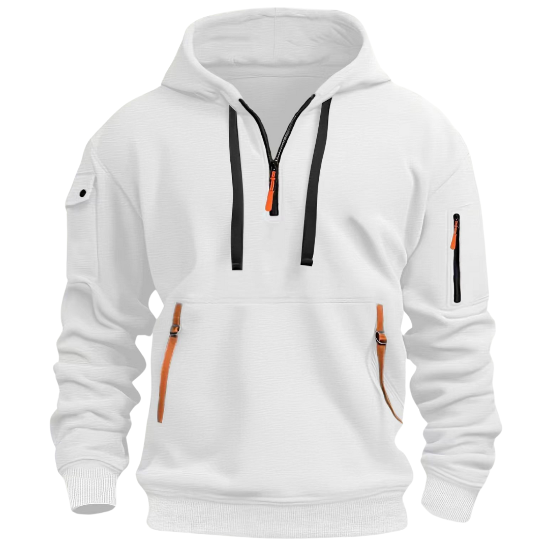 Men's Urban Hoodie | Half-Zip Streetwear with Utility Pockets 6
