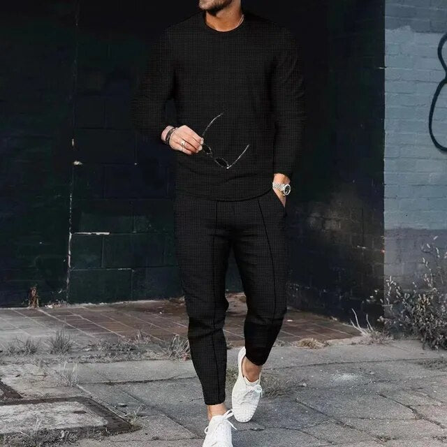 Men's slim fit long sleeve and pants set 3