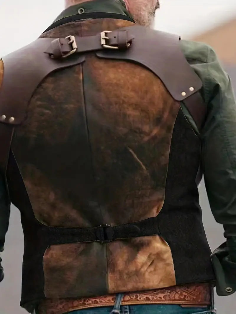 Men's vintage V-neck reversible vest 5