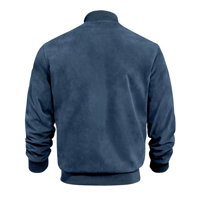 Men's vintage suede jacket with stand-up collar 4