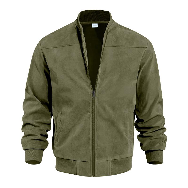 Men's vintage suede jacket with stand-up collar 6