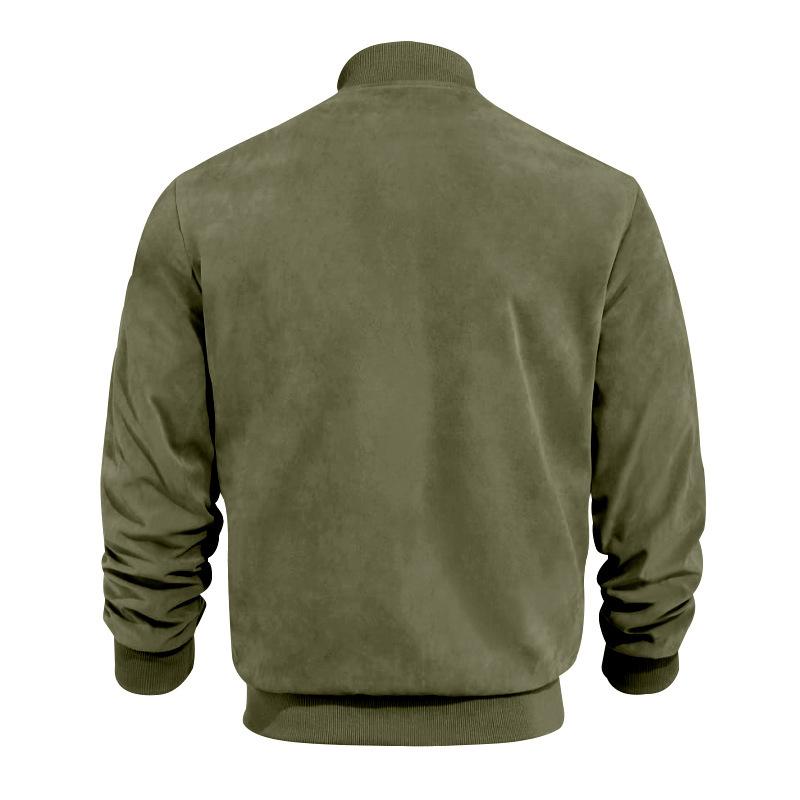 Men's vintage suede jacket with stand-up collar 8