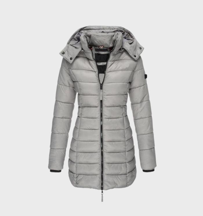 Mid-length jackets with hood and elegant quilted look for women 0