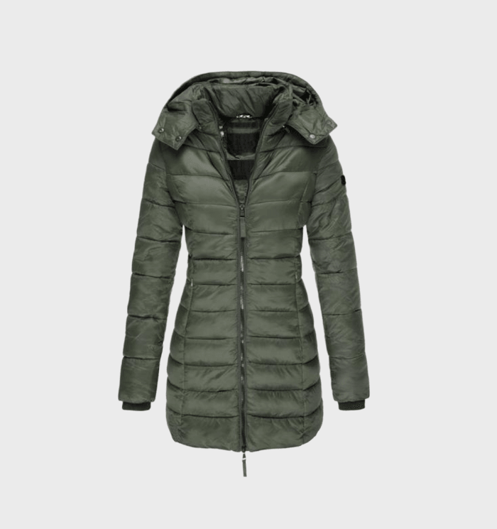 Mid-length jackets with hood and elegant quilted look for women 2