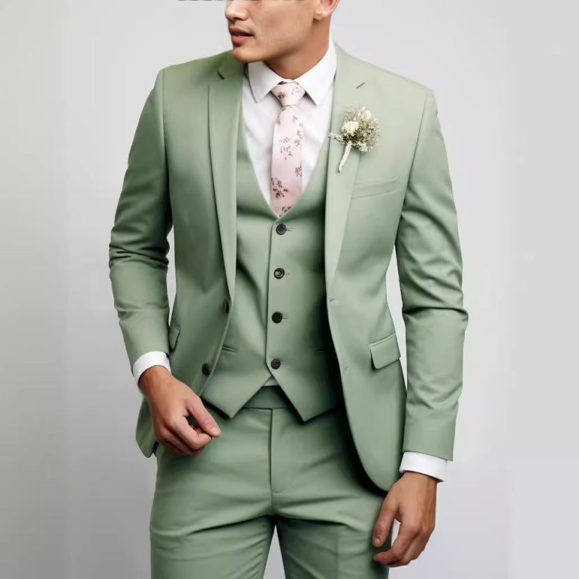 Modern 3-piece wedding guest suit for men | Green 0