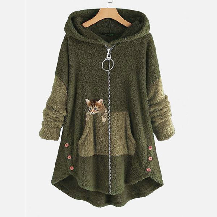 Plush teddy-style jackets in cute cat shape for women 1