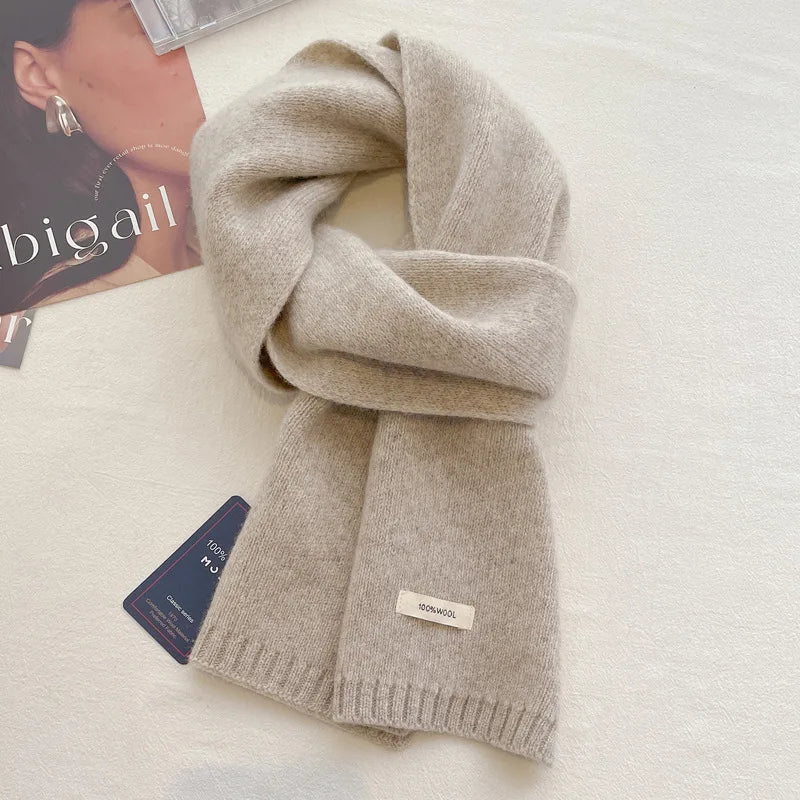 Scarf for women made of wool and polyester, plain, warm and versatile for autumn and winter 12
