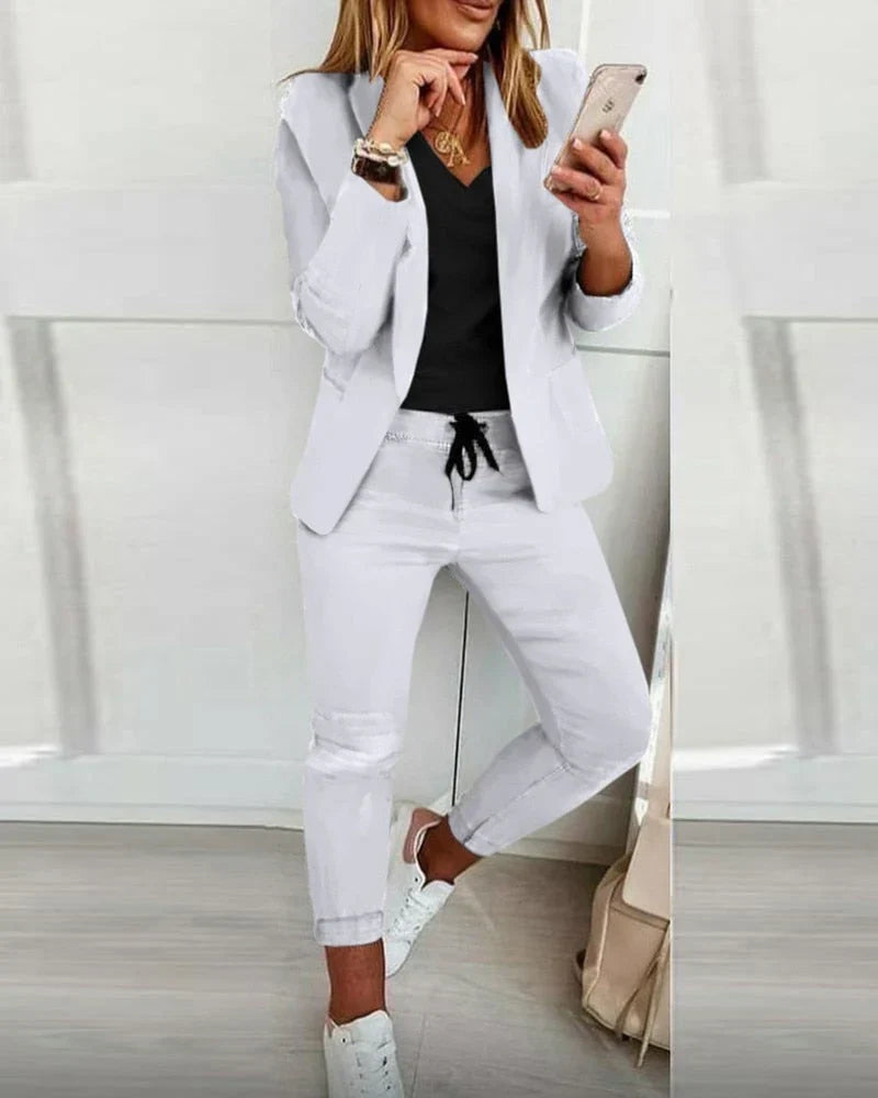 Sets Women's Leisure Suit Two-piece with Blazer and Trousers Modern 2
