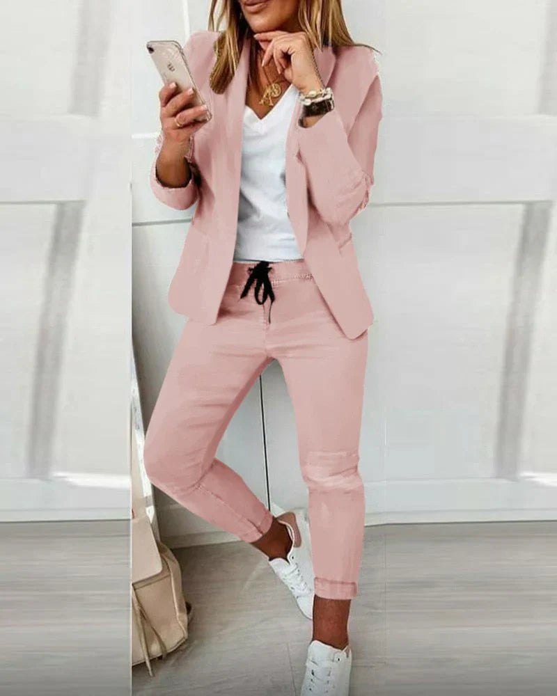 Sets Women's Leisure Suit Two-piece with Blazer and Trousers Modern 3