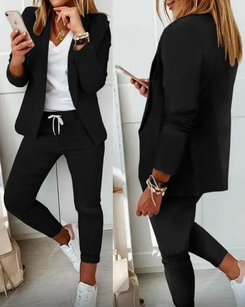 Sets Women's Leisure Suit Two-piece with Blazer and Trousers Modern 4