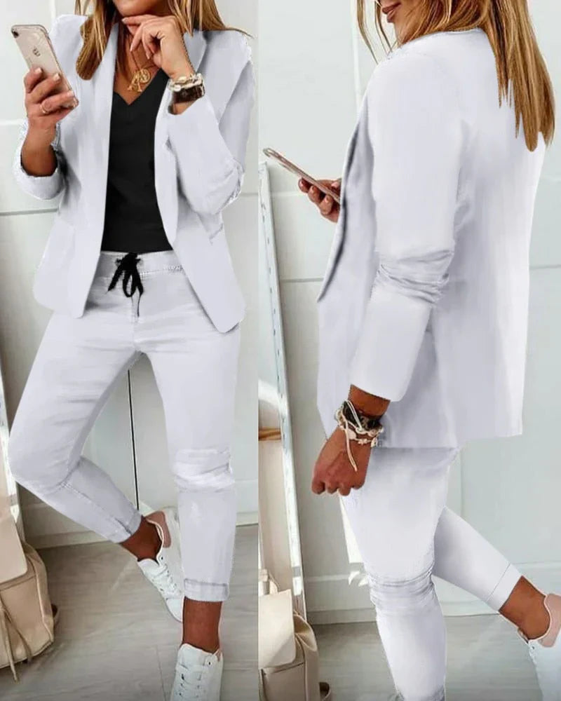 Sets Women's Leisure Suit Two-piece with Blazer and Trousers Modern 6
