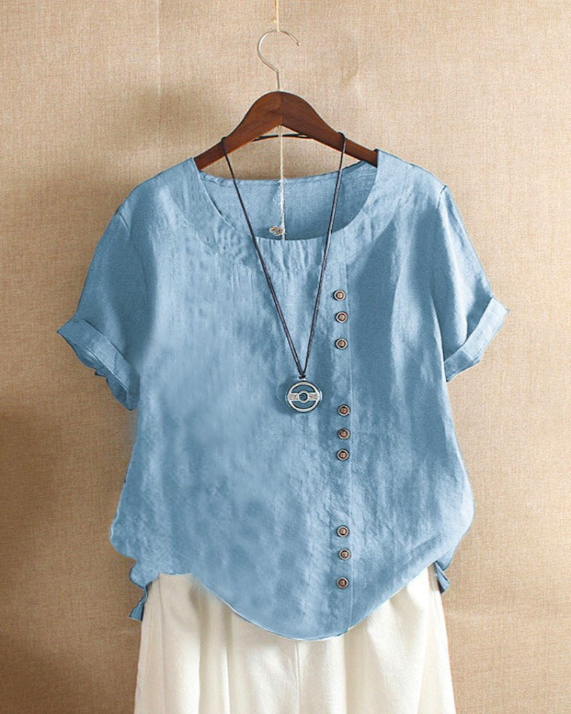 Short-sleeved summer blouse for women | Round neck 6