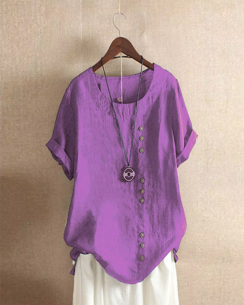 Short-sleeved summer blouse for women | Round neck 8