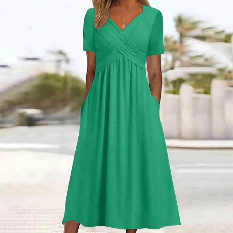 Soft A-line V-neck dress for women | Midi 0