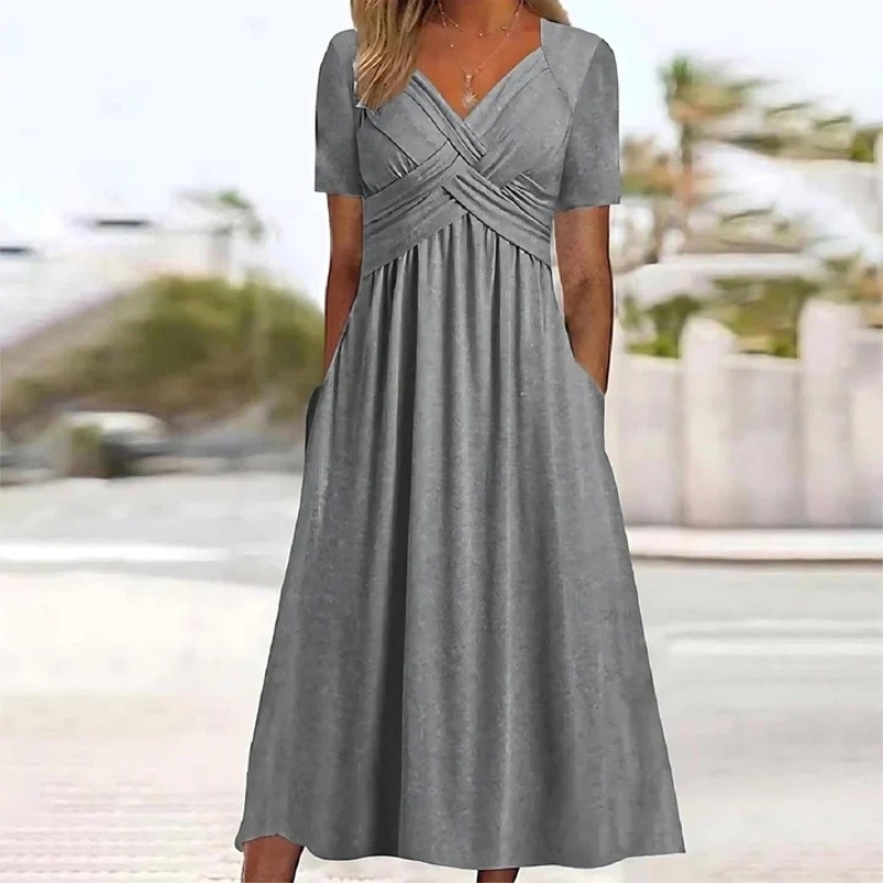 Soft A-line V-neck dress for women | Midi 3