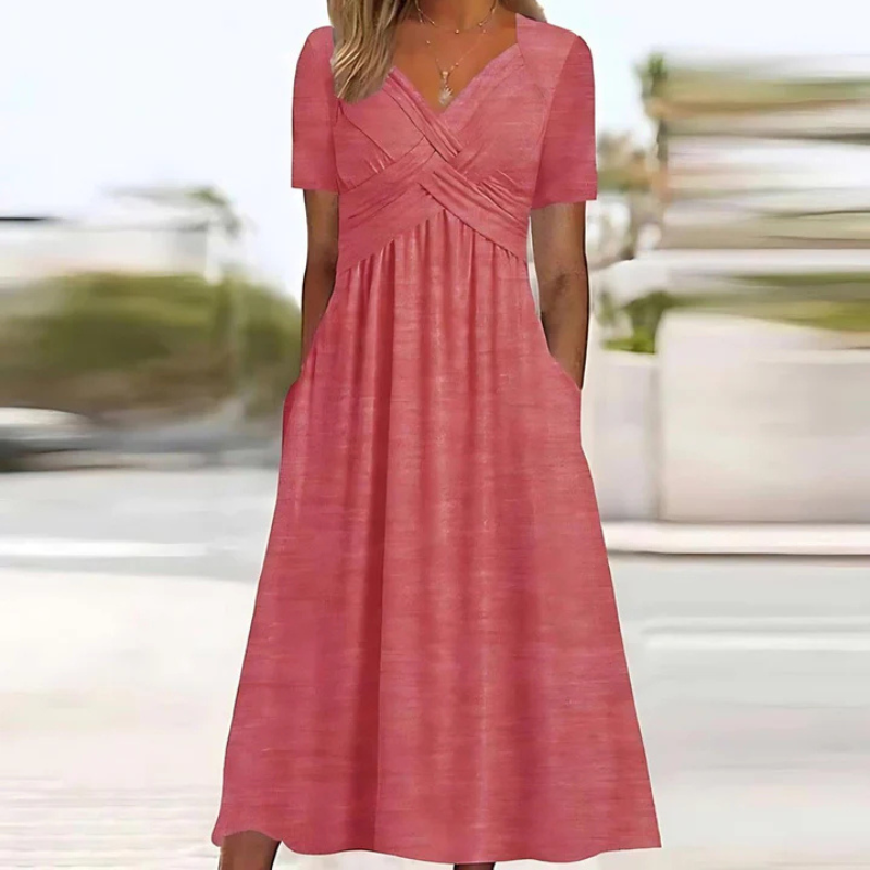 Soft A-line V-neck dress for women | Midi 4