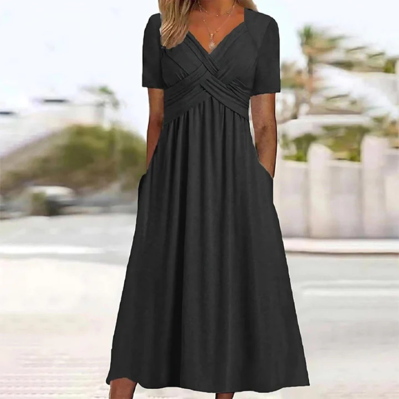 Soft A-line V-neck dress for women | Midi 5