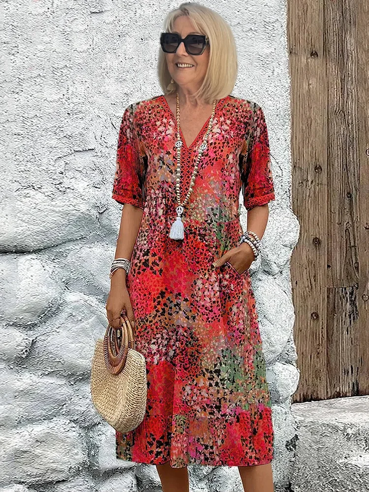 Soft women's dress with V-neck | Midi 0