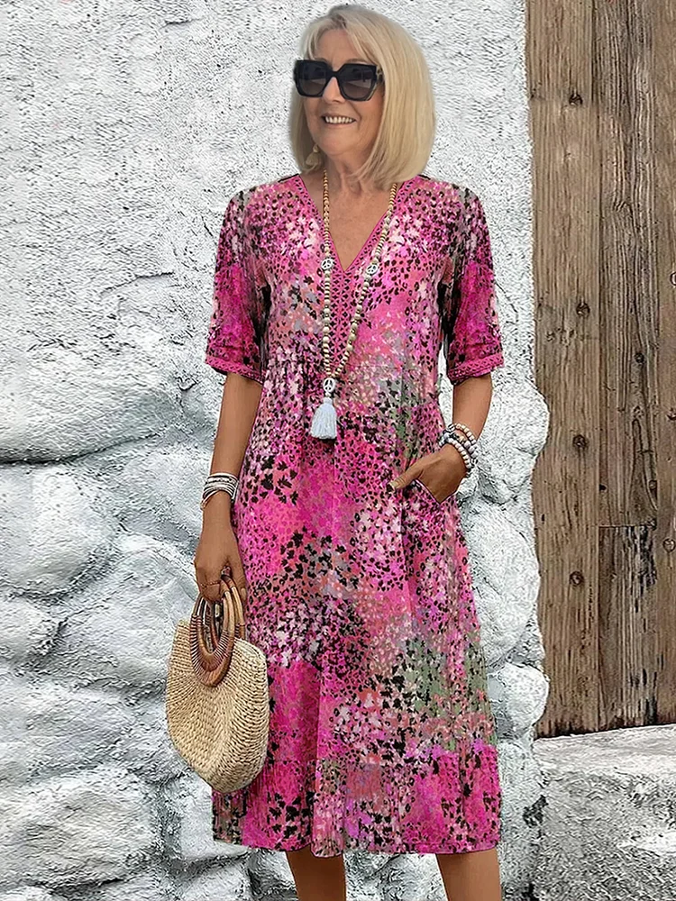 Soft women's dress with V-neck | Midi 2