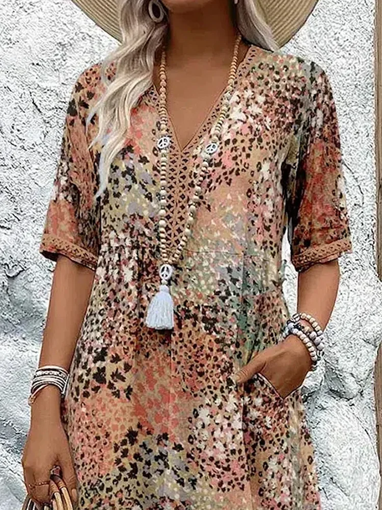 Soft women's dress with V-neck | Midi 5