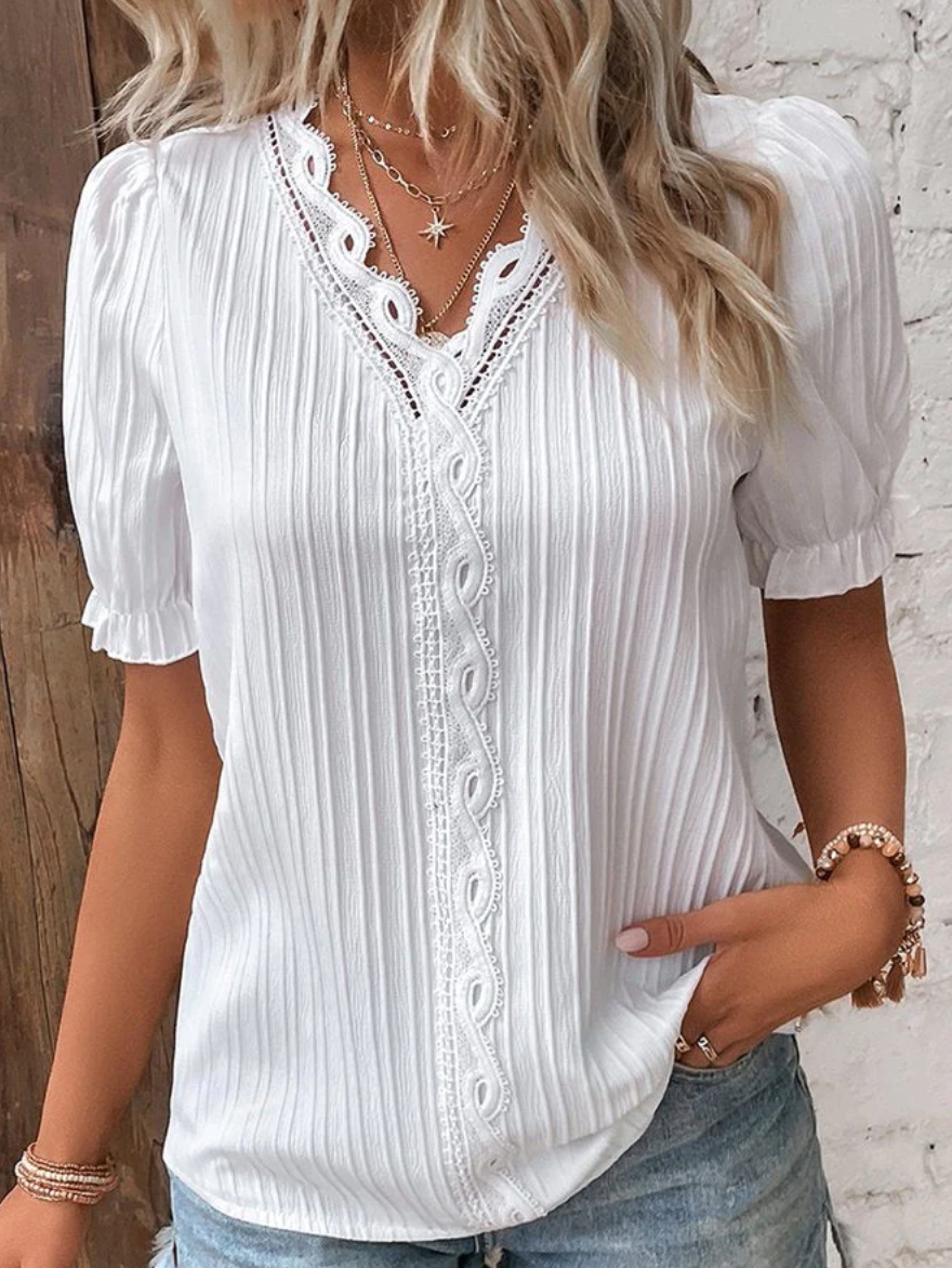 Structured V-neck blouse for women | Chic 0