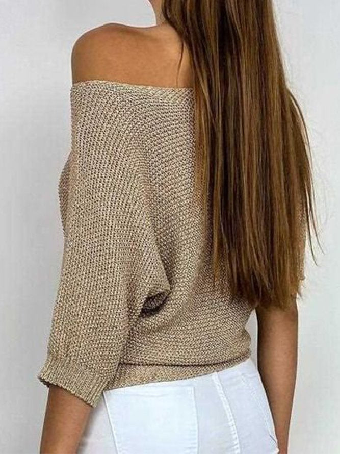 Sweater in elegant gold with round neck for women 4