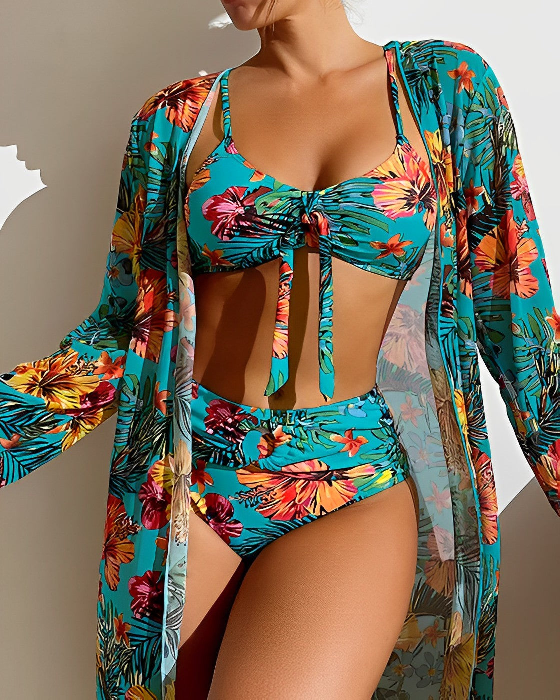 Three-piece bikini set for women | floral print 3