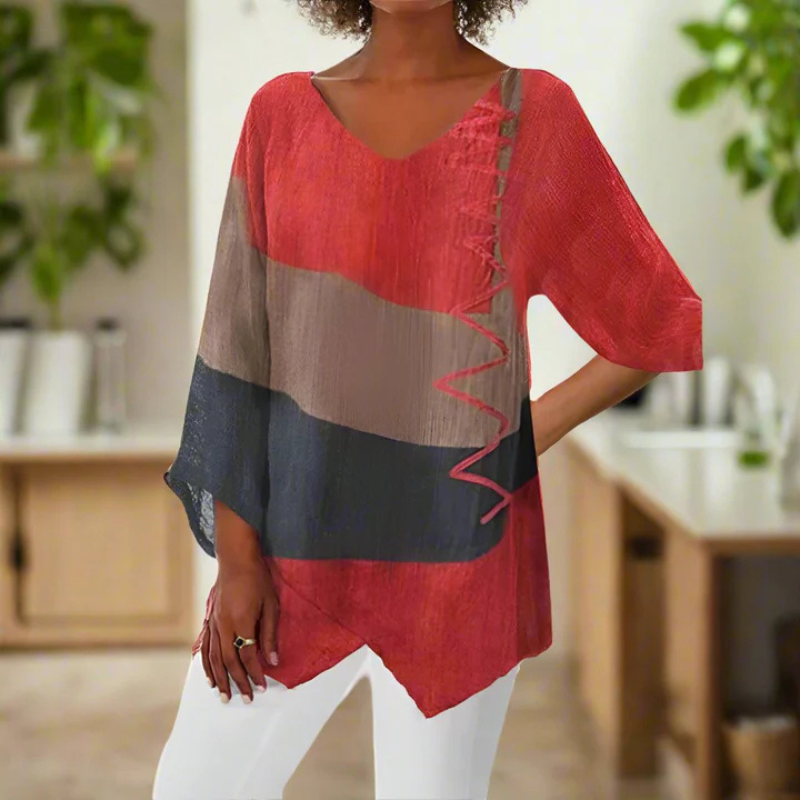 Tricolor long-sleeved blouse for women | Summer 1
