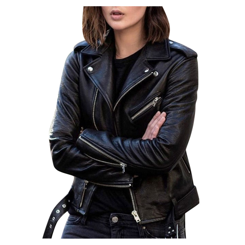 Vintage Women's Leather Jacket with Zipper Closure 1