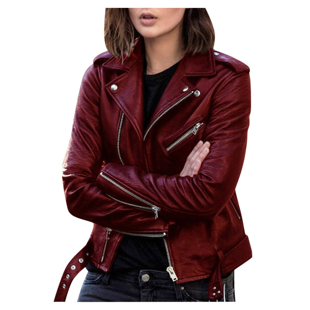 Vintage Women's Leather Jacket with Zipper Closure 3