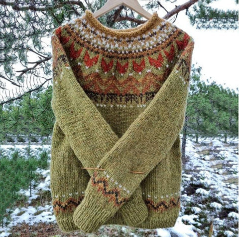 Vintage knitted round neck sweater for men 0