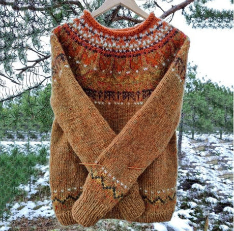 Vintage knitted round neck sweater for men 1
