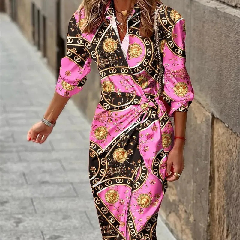Women's 3/4 Sleeve Wrap Dress | Midi 9