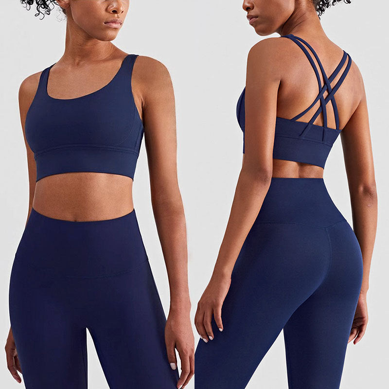Women's Activewear Set - High-Waisted Leggings & Racerback Sports Bra - Gym & Yoga Fit 0